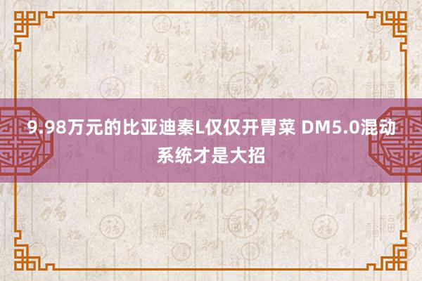 9.98万元的比亚迪秦L仅仅开胃菜 DM5.0混动系统才是大招