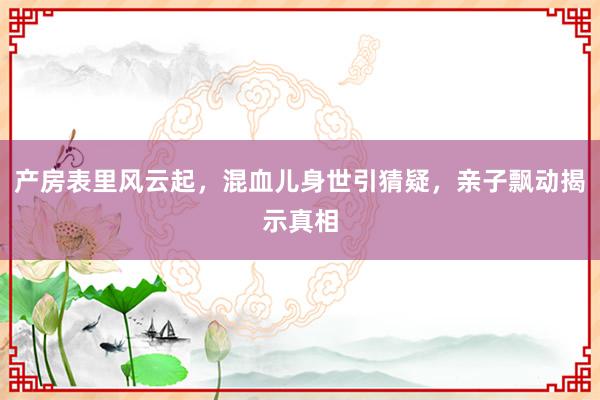 产房表里风云起，混血儿身世引猜疑，亲子飘动揭示真相