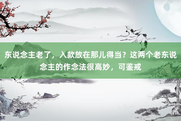 东说念主老了，入款放在那儿得当？这两个老东说念主的作念法很高妙，可鉴戒