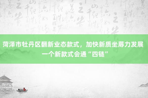 菏泽市牡丹区翻新业态款式，加快新质坐蓐力发展  一个新款式会通“四链”