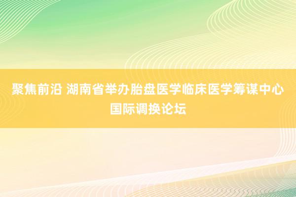 聚焦前沿 湖南省举办胎盘医学临床医学筹谋中心国际调换论坛