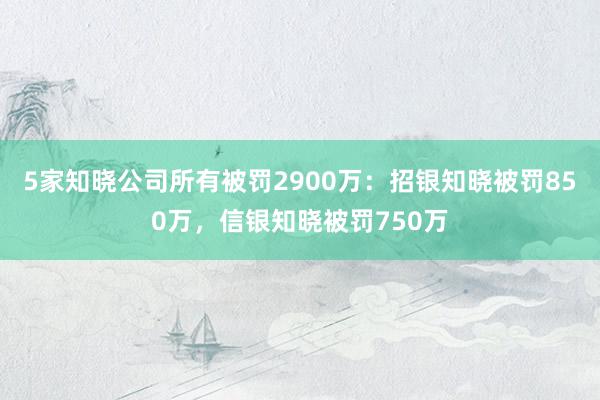 5家知晓公司所有被罚2900万：招银知晓被罚850万，信银知晓被罚750万