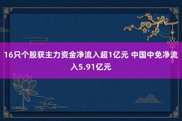 16只个股获主力资金净流入超1亿元 中国中免净流入5.91亿元