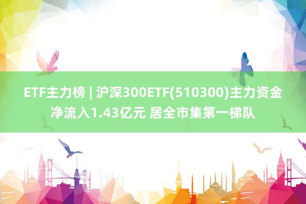 ETF主力榜 | 沪深300ETF(510300)主力资金净流入1.43亿元 居全市集第一梯队