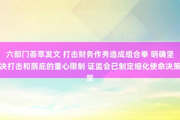 六部门荟萃发文 打击财务作秀造成组合拳 明确坚决打击和荫庇的重心限制 证监会已制定细化使命决策