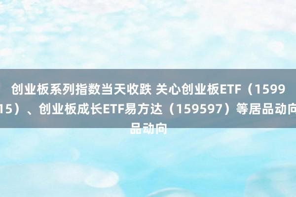 创业板系列指数当天收跌 关心创业板ETF（159915）、创业板成长ETF易方达（159597）等居品动向