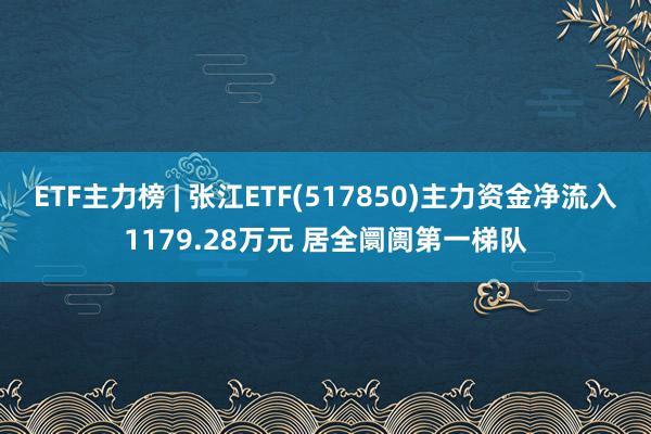 ETF主力榜 | 张江ETF(517850)主力资金净流入1179.28万元 居全阛阓第一梯队