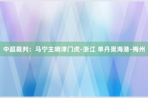 中超裁判：马宁主哨津门虎-浙江 单丹奥海港-梅州