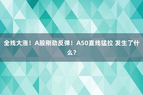 全线大涨！A股刚劲反弹！A50直线猛拉 发生了什么？