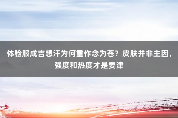 体验服成吉想汗为何重作念为苍？皮肤并非主因，强度和热度才是要津