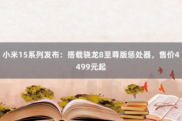 小米15系列发布：搭载骁龙8至尊版惩处器，售价4499元起