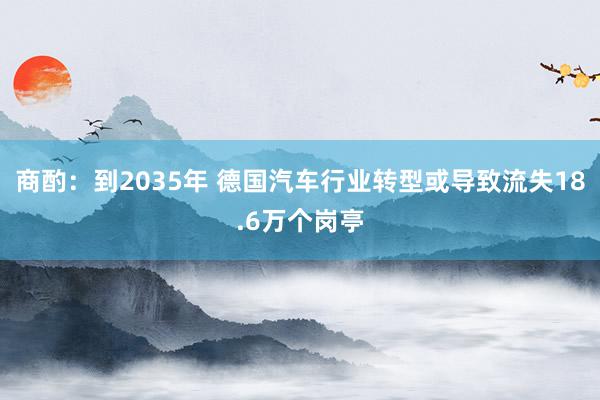 商酌：到2035年 德国汽车行业转型或导致流失18.6万个岗亭