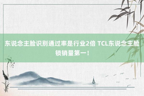 东说念主脸识别通过率是行业2倍 TCL东说念主脸锁销量第一！