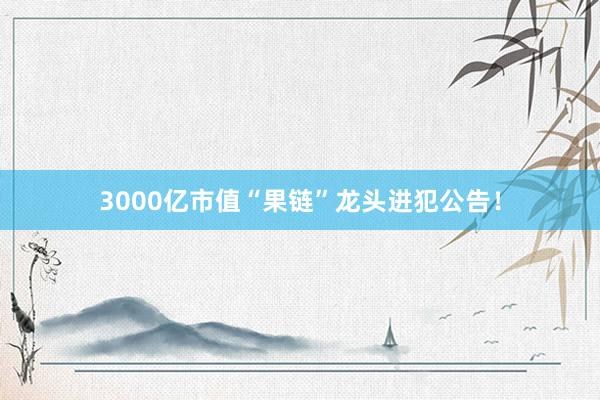 3000亿市值“果链”龙头进犯公告！